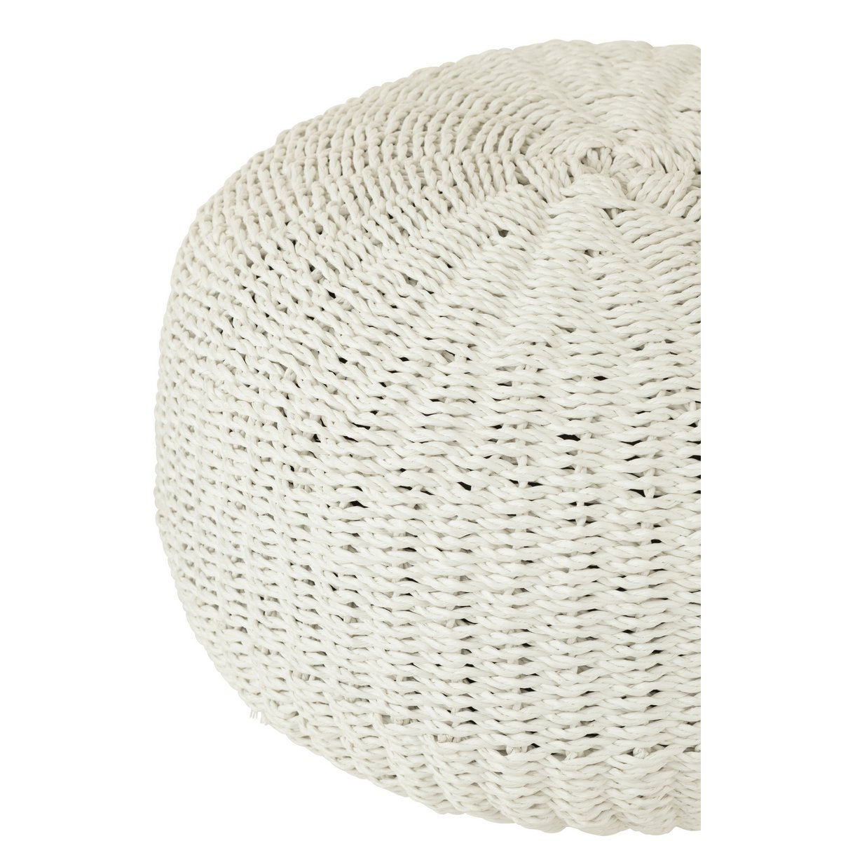 Pouf Rond Résine plastifié Tressé Blanc