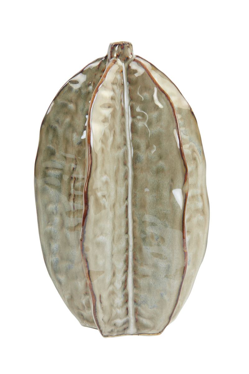 AKKOSI - vase beige/taupe brillant - H 20 cm