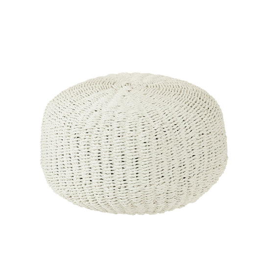 Pouf Rond Résine plastifié Tressé Blanc