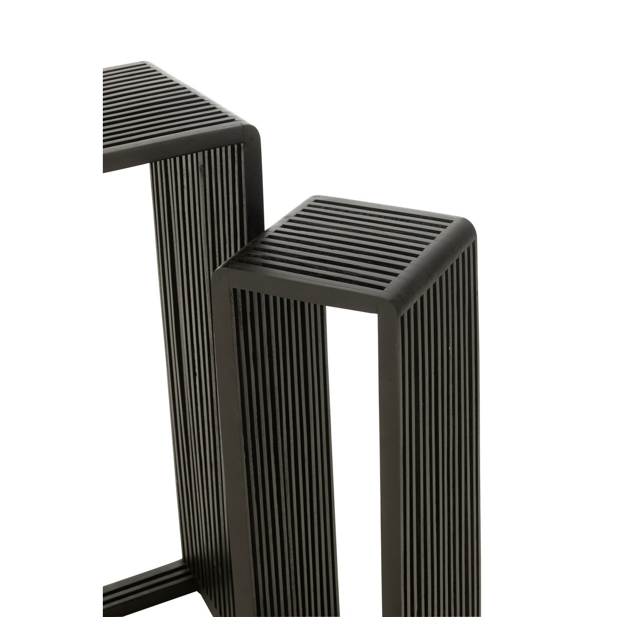 JESS Set de 2 Tables d'Appoint Cube Teck Recyclé Noir