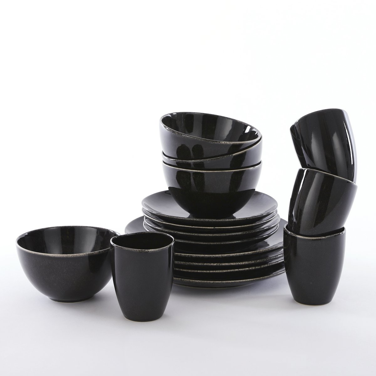 TABO Service de Vaisselle 4 Personnes - Noir