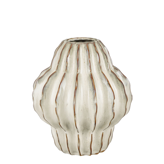 ALTEA Vase  - H28 x Ø24,5 cm - Céramique - Blanc Cassé