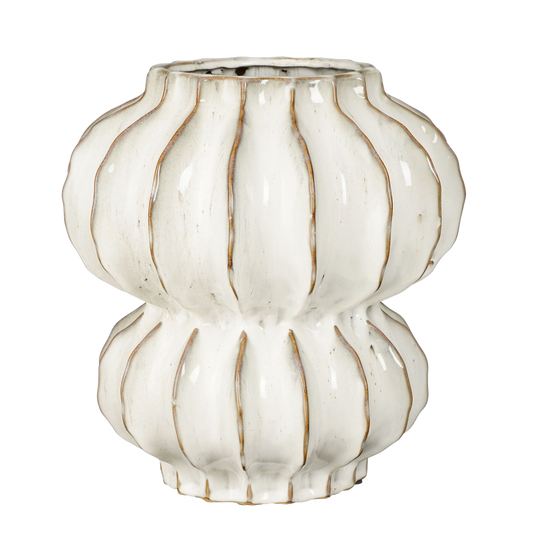 ALTEA Vase  - H35 x Ø33 cm - Céramique - Blanc Cassé