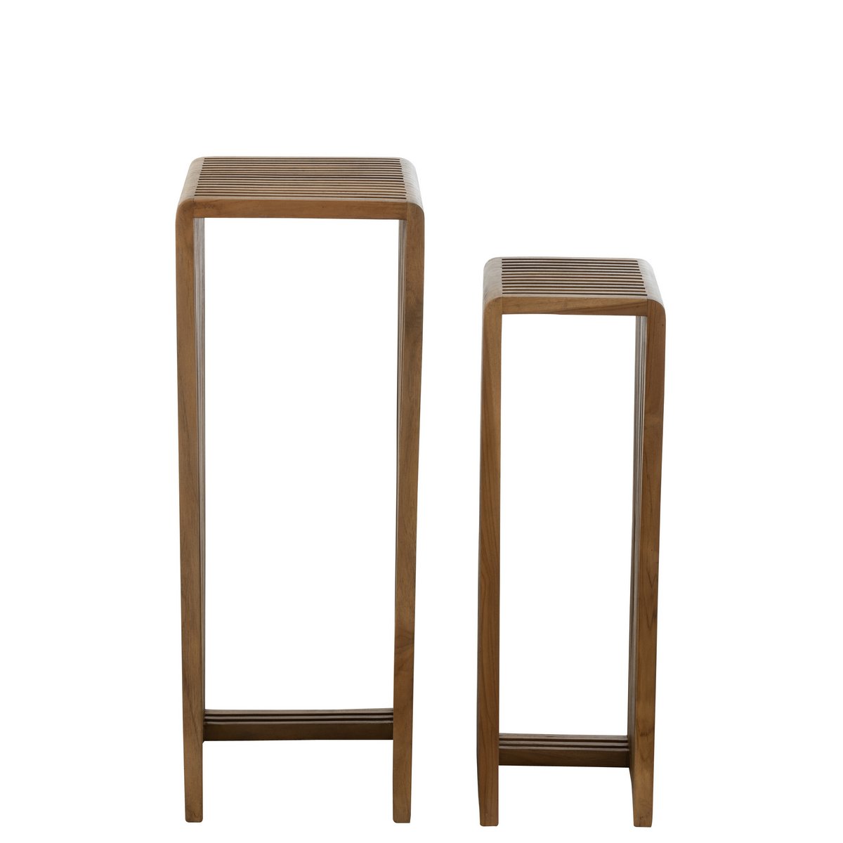 JESS Set de 2 Tables d'Appoint Cube Teck Recyclé marron Naturel