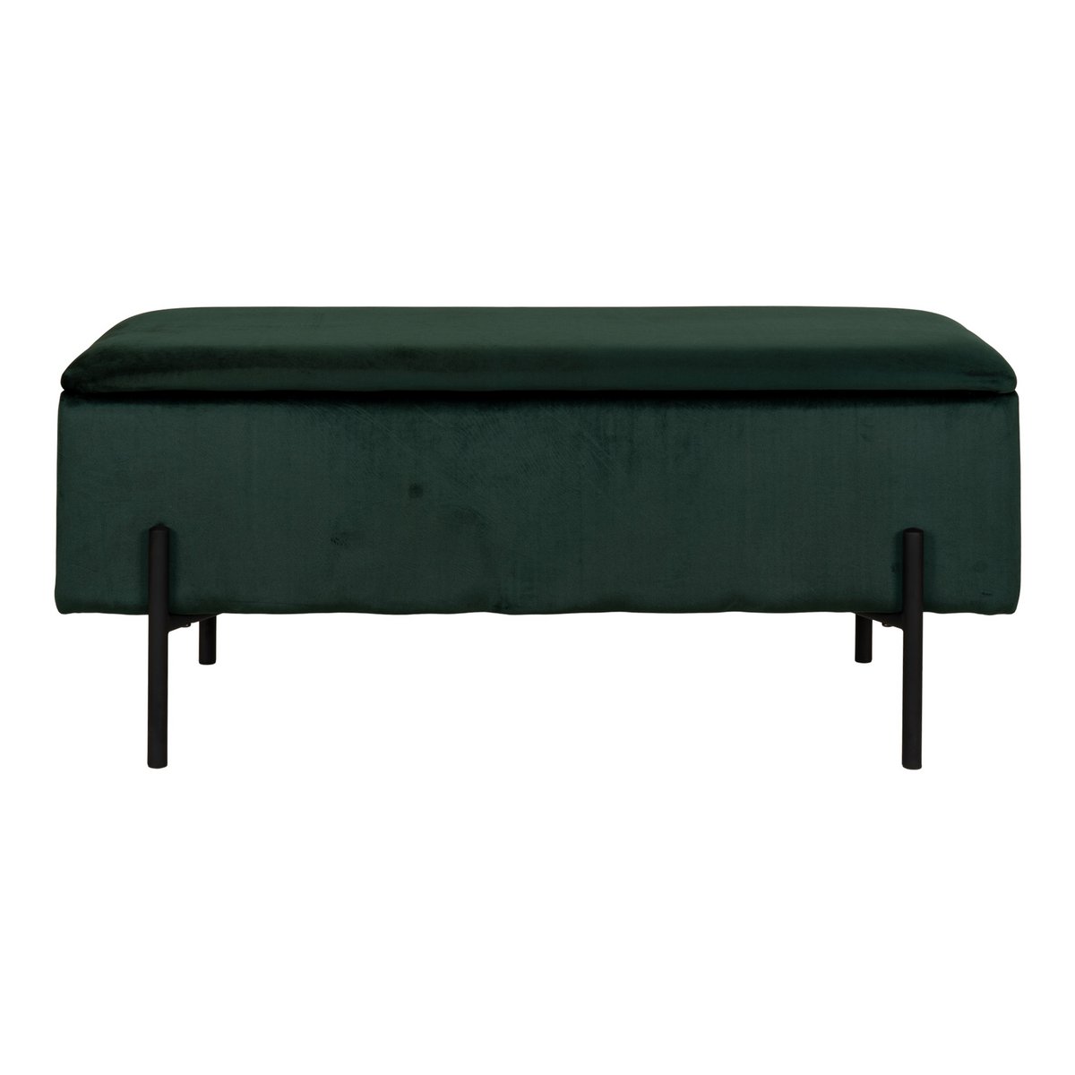 WATFORD Banc coffre rangement vert, pieds noirs