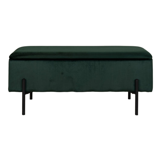 WATFORD Banc coffre rangement vert, pieds noirs