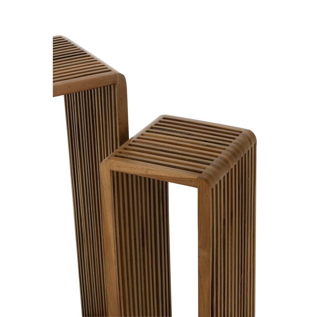 JESS Set de 2 Tables d'Appoint Cube Teck Recyclé marron Naturel