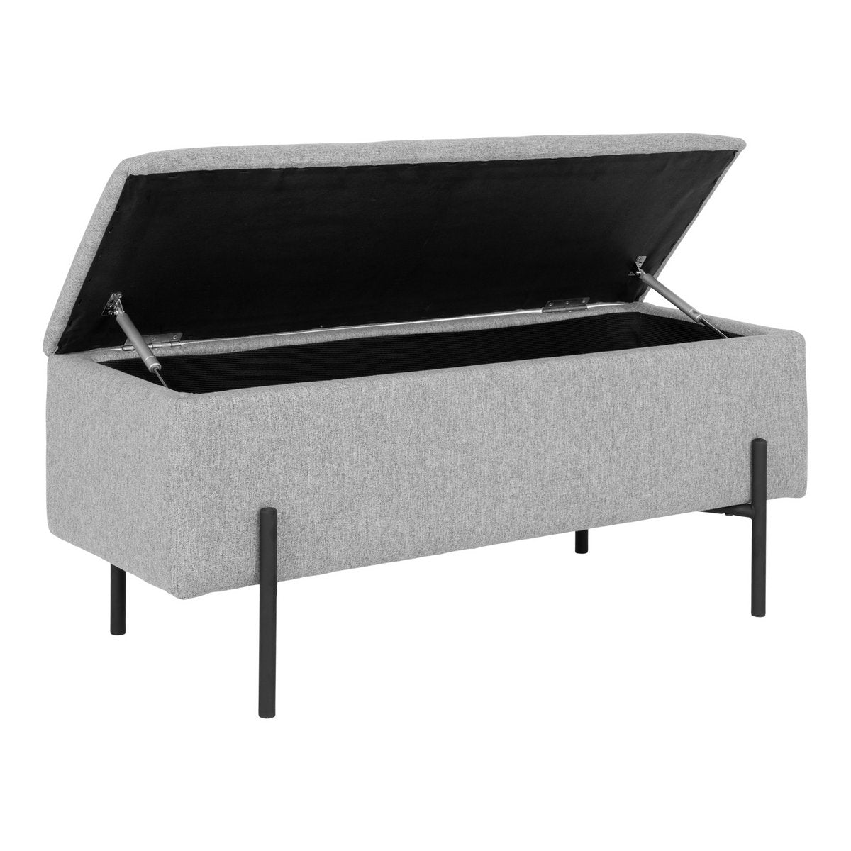 WATFORD Banc coffre rangement gris, pieds noirs