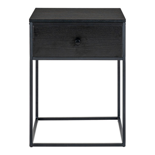 VITA - Table de chevet avec 1 tiroir - Noir - H 55 cm