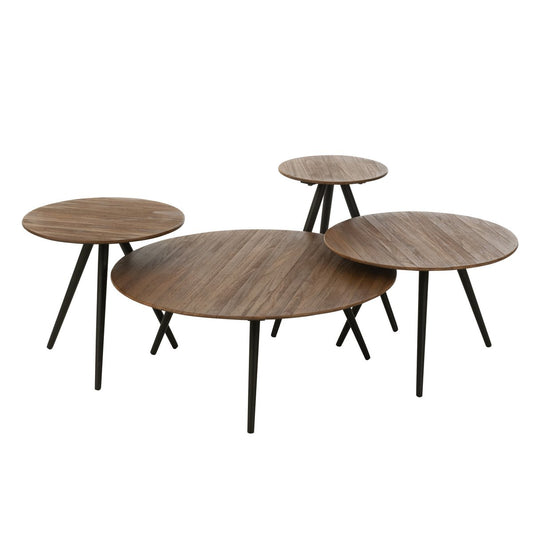 Set de 4 Tables Rondes Teck Recyclé - Naturel