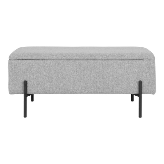 WATFORD Banc coffre rangement gris, pieds noirs