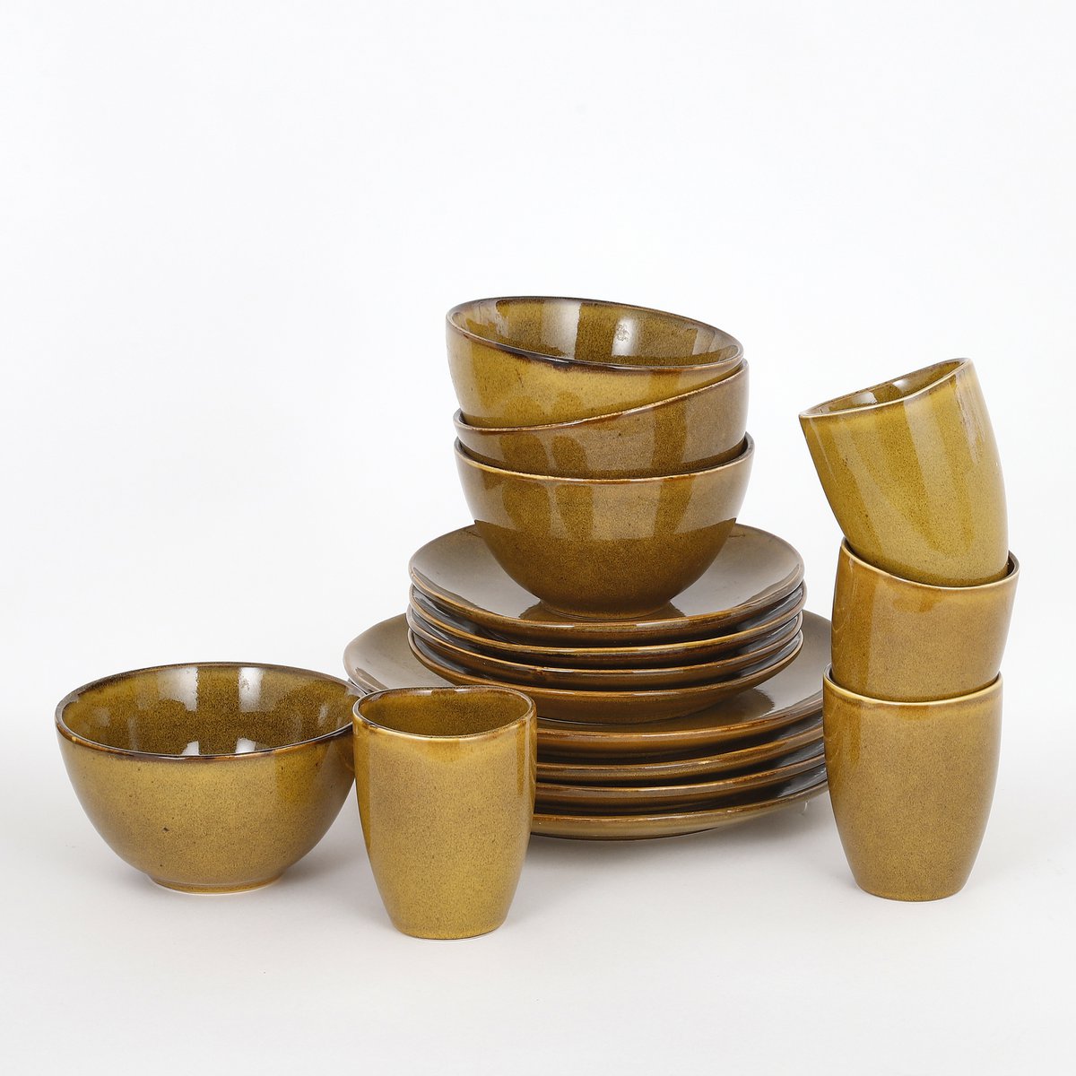 TABO Service de Vaisselle  4 Personnes - Ocre